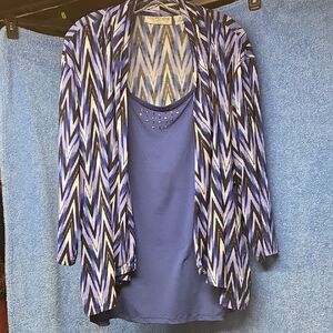 Sag Harbor Blue and Black Chevron Blazer Set